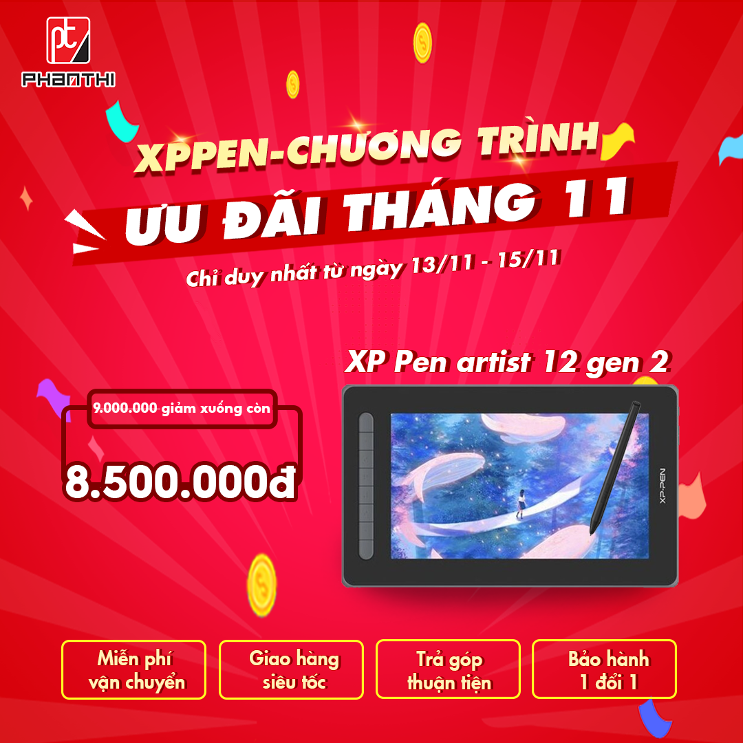 XP Pen artist 12 gen 2 - Chương trình khuyến mãi tháng 11