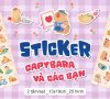 Sticker “Capybara Và Các Bạn” – Bộ sticker capybara vẽ tay đáng yêu dành cho trẻ nhỏ
