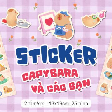 Sticker “Capybara Và Các Bạn” – Bộ sticker capybara vẽ tay đáng yêu dành cho trẻ nhỏ 